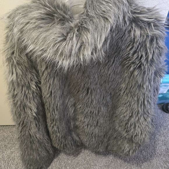 Ashley Graham Silver-Gray Faux Fur Short Coat - 3x - Free Shipping - Picture 3 of 7